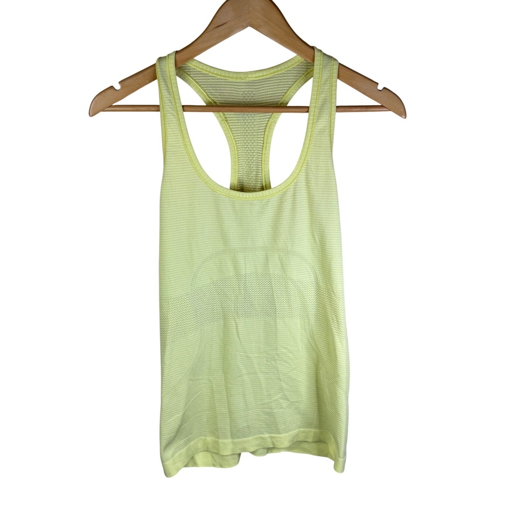 Lululemon Athletica Swiftly Tech Yellow‎ Striped Racerback Athletic Tank Top 10